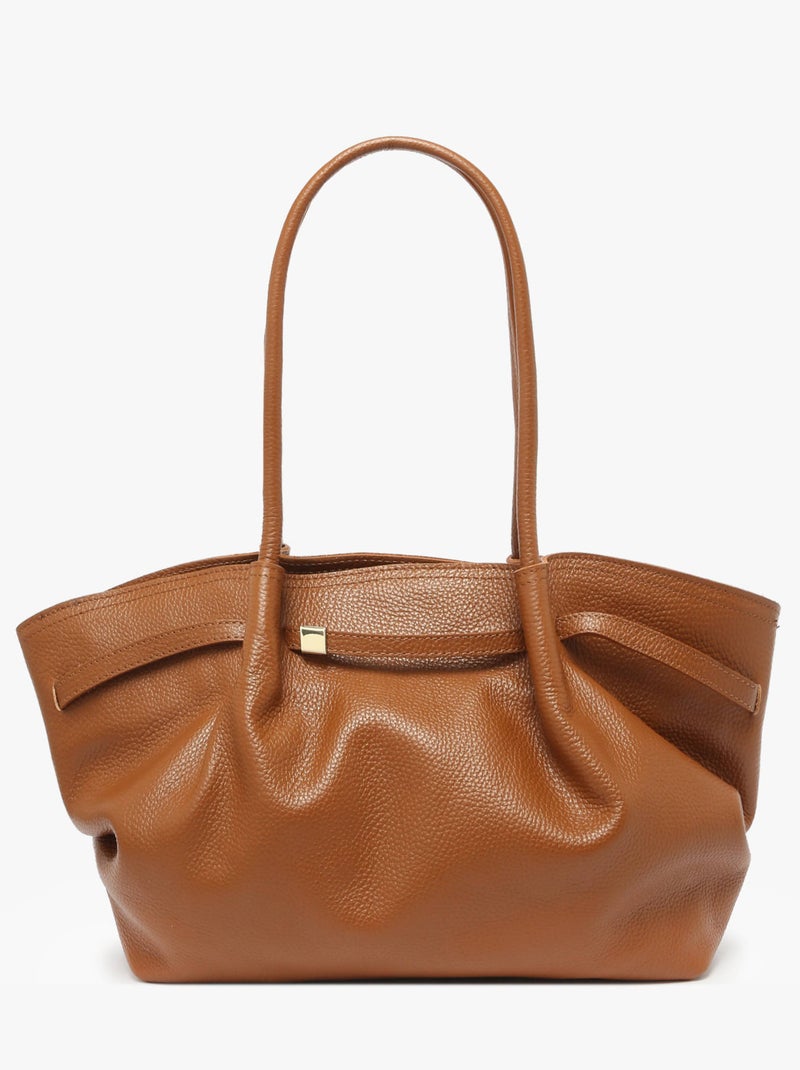 Sac Porté Épaule Caviar Cuir Milano Cuir De Vachette Marron tabac - Kiabi