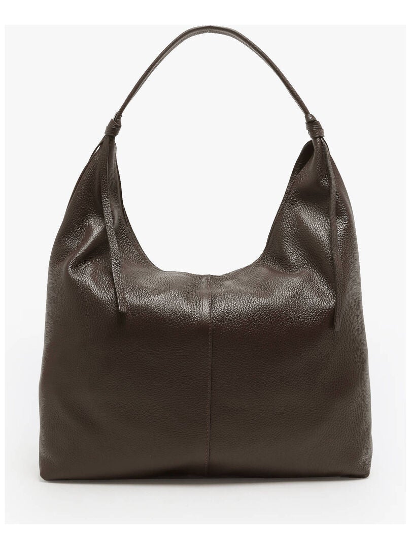 Sac Shopping Devernois Samouraï Toile Et Cuir De Vachette - Noir/Taupe | Cabas Tendance