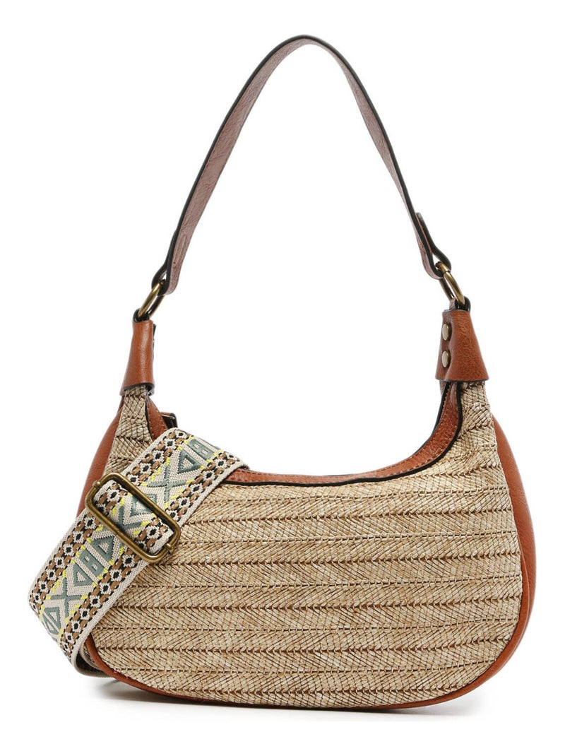 Sac Porté Épaule Daphne Miniprix Papier Tresse Garni Synt Beige - Kiabi