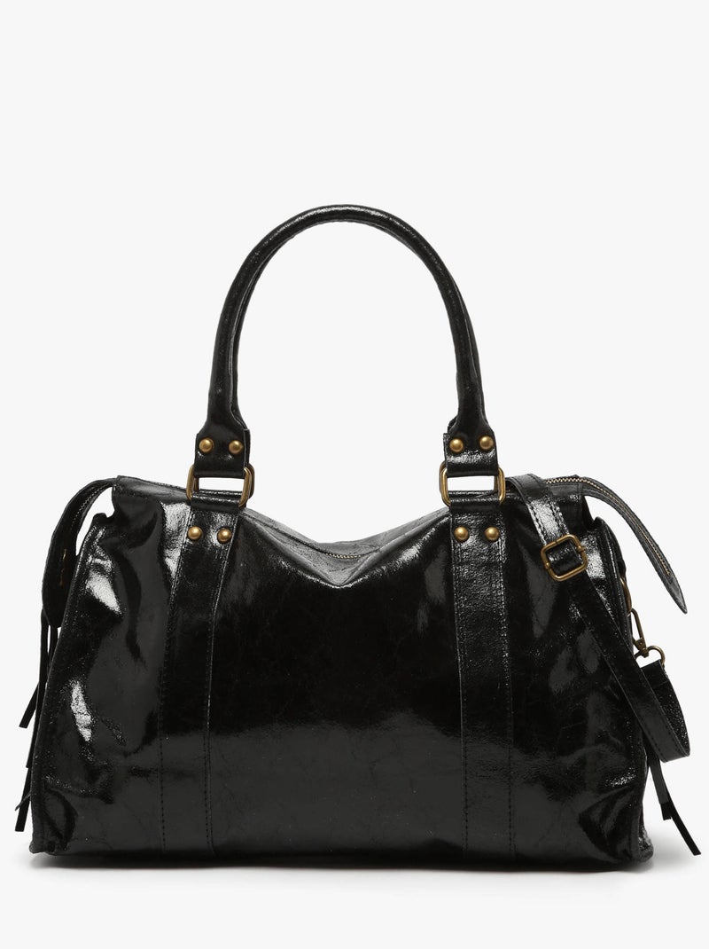 Sac Porté Épaule Elefante Cuir Milano Cuir De Vachette Noir Noir - Kiabi