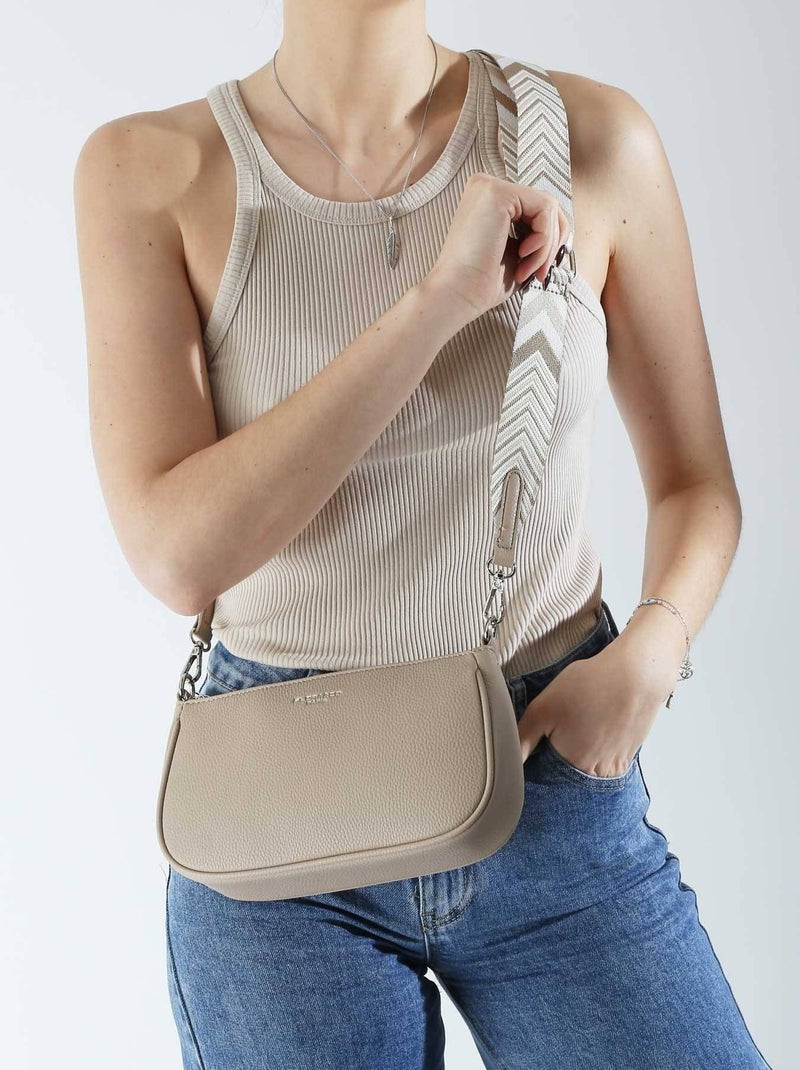 Sac Porté Épaule Et Bandoulière Grained Miniprix Toile Enduite Beige - Kiabi