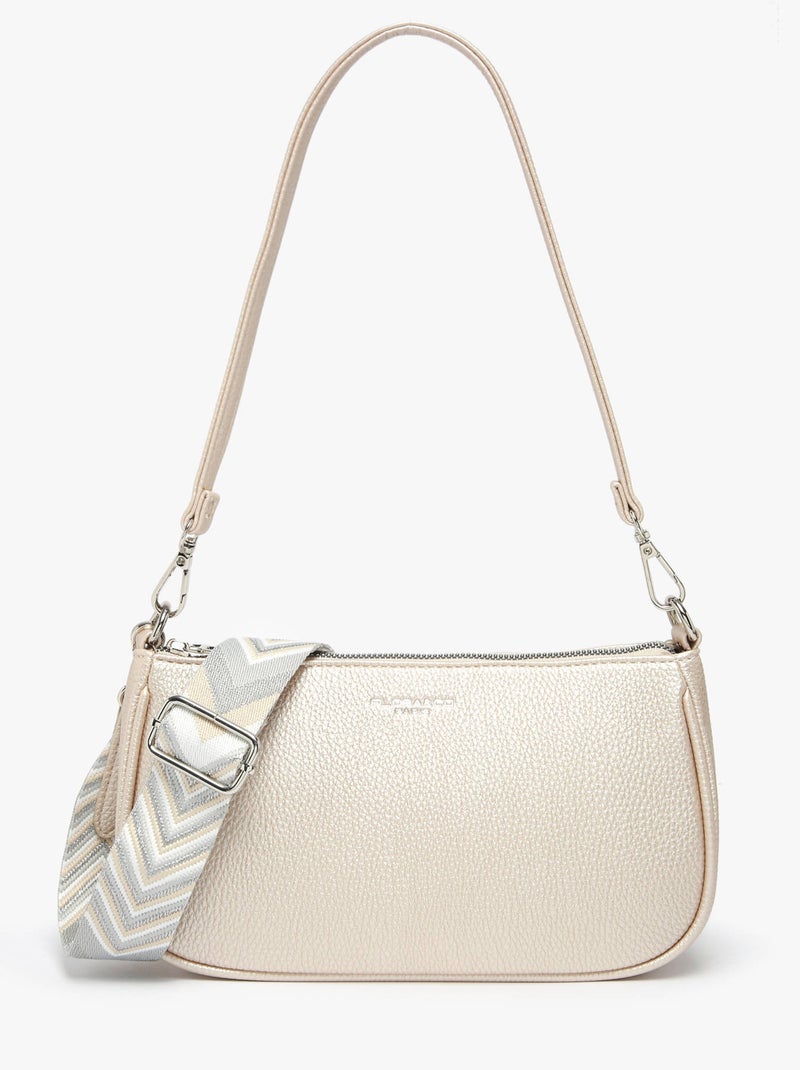 Sac Porté Épaule Et Bandoulière Grained Miniprix Toile Enduite Ivoire - Kiabi