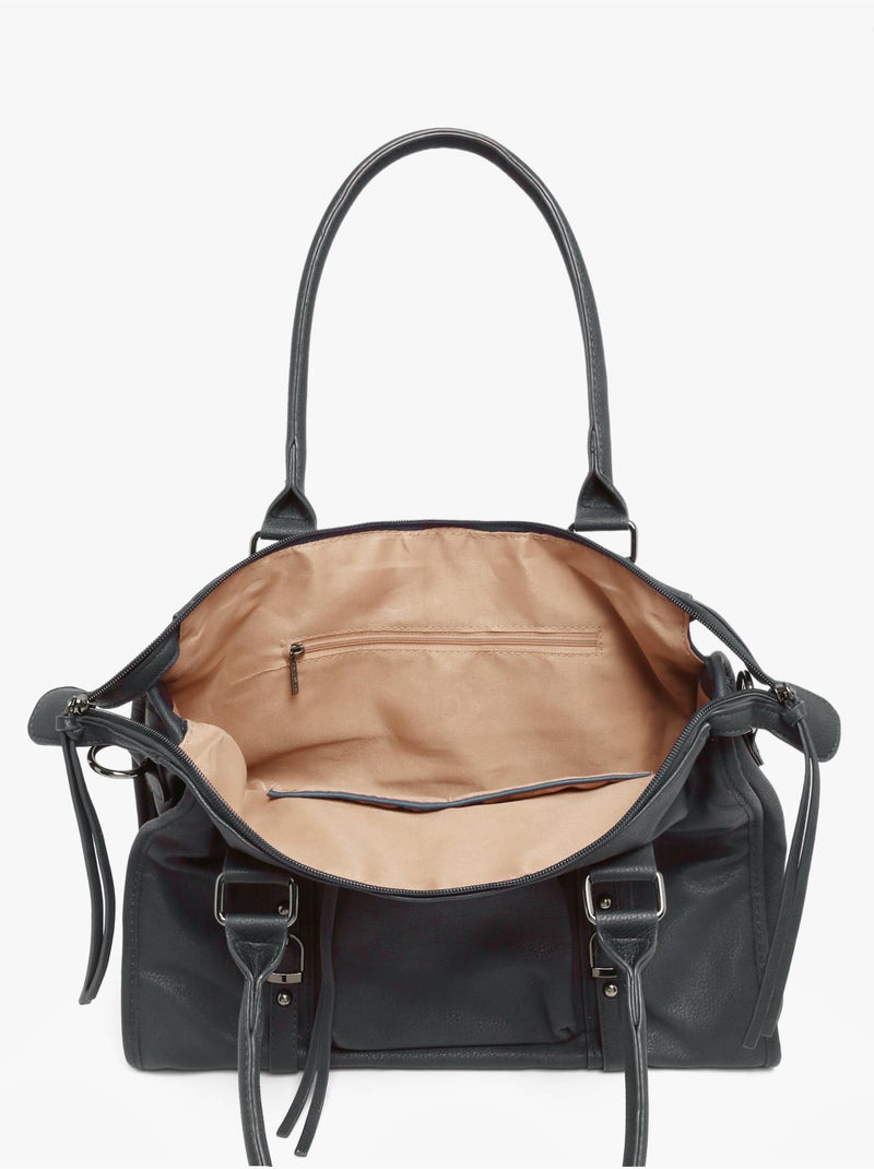 Sac porté épaule format a4 gallantry toile enduite Bleu Noir - Kiabi