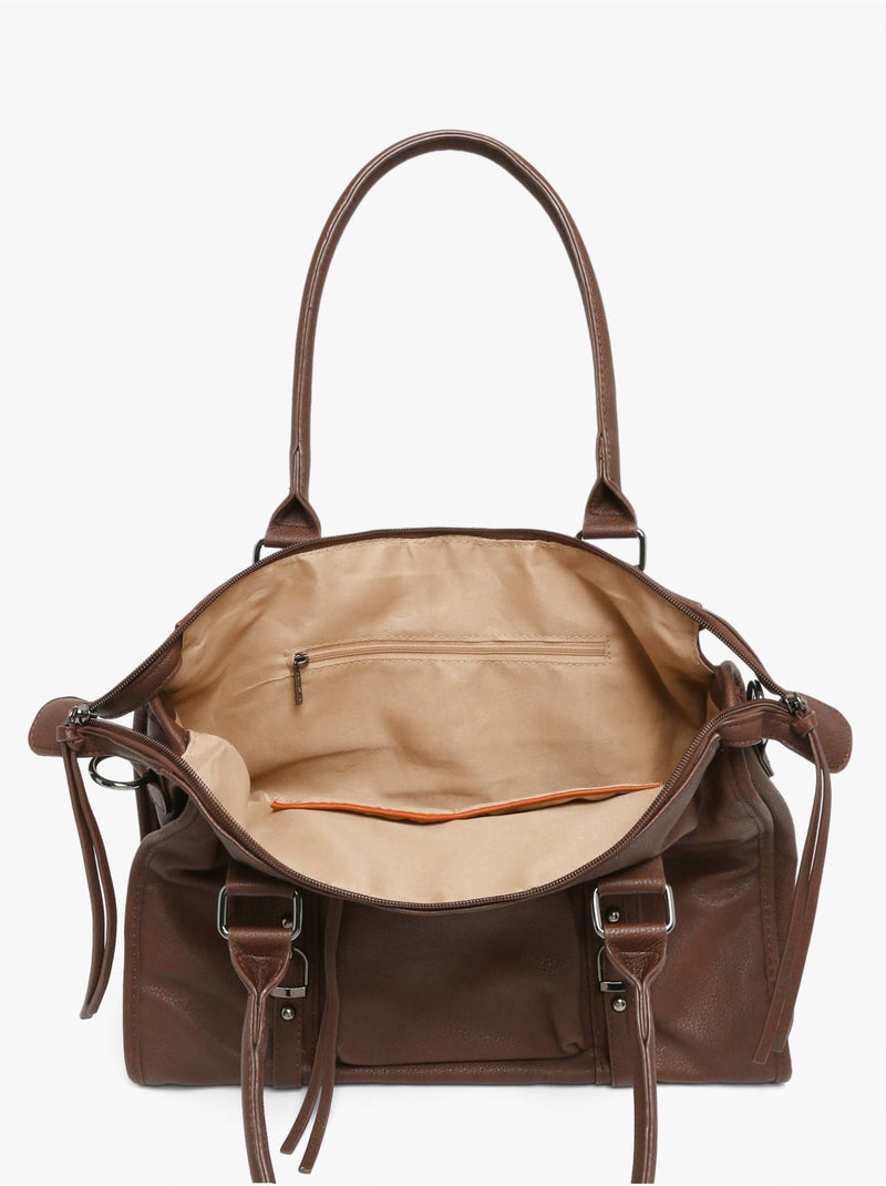 Sac porté épaule format a4 gallantry toile enduite Marron caramel - Kiabi