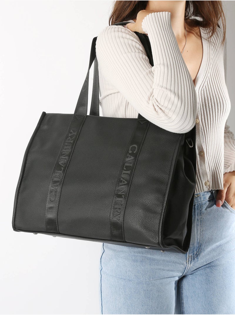 Sac porté épaule format a4 gallantry toile enduite Noir - Kiabi