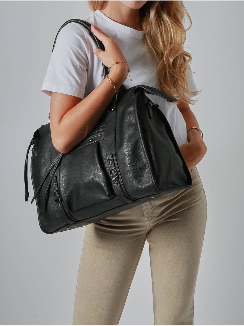 Sac porté épaule format a4 gallantry toile enduite Noir - Kiabi