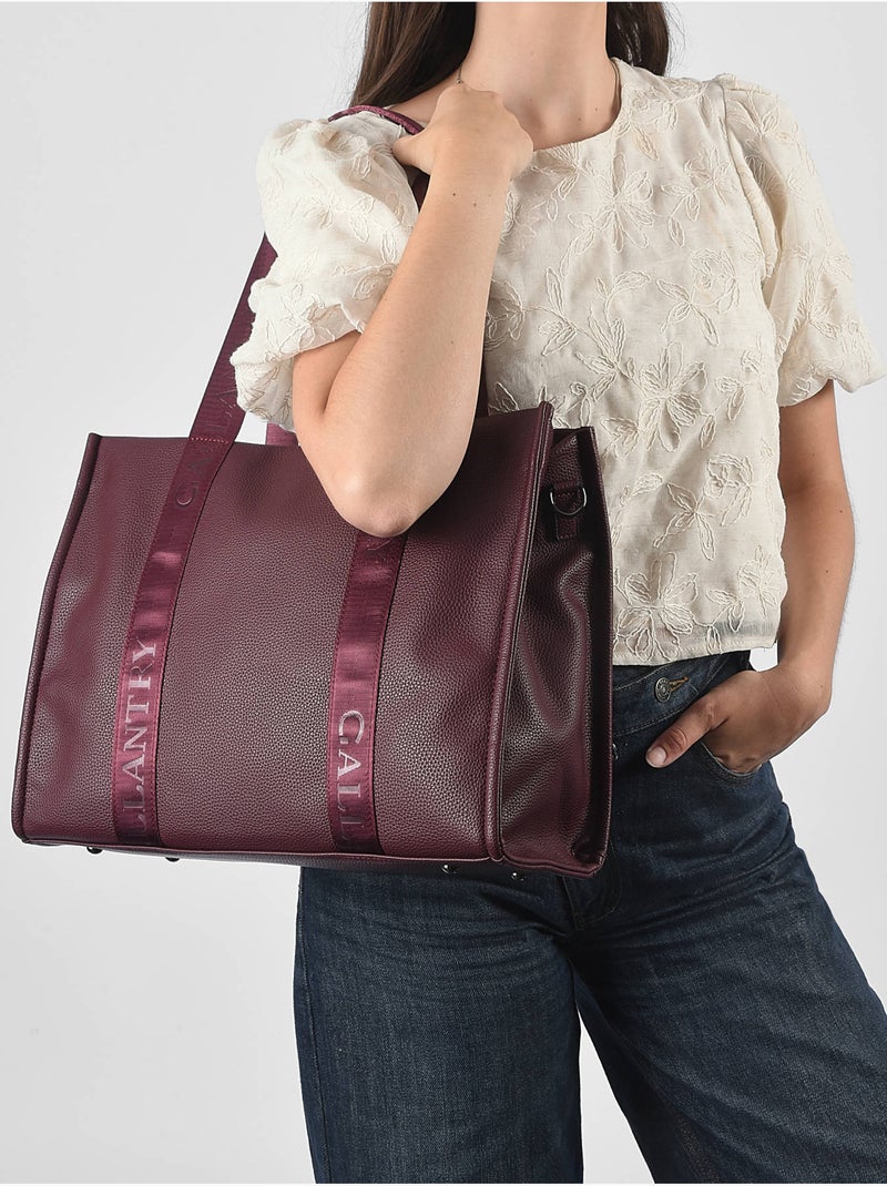 Sac porté épaule format a4 gallantry toile enduite Noir Rouge - Kiabi