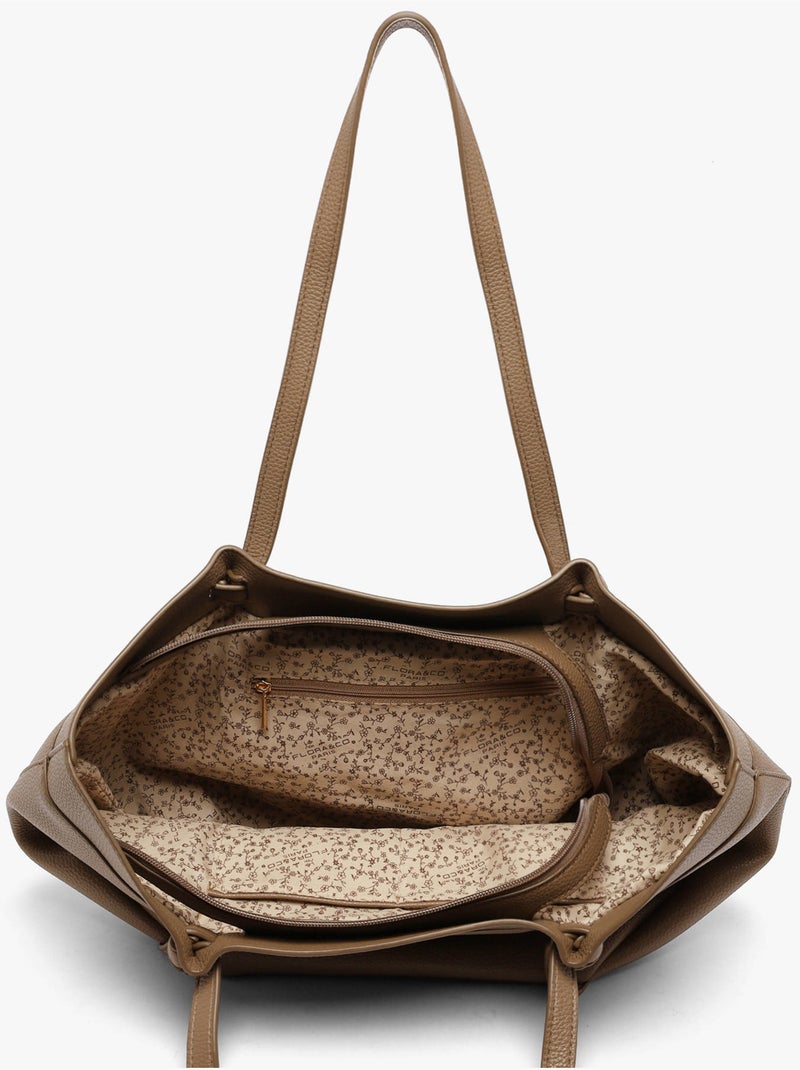 Sac porté épaule grained flora & co toile enduite Taupe - Kiabi