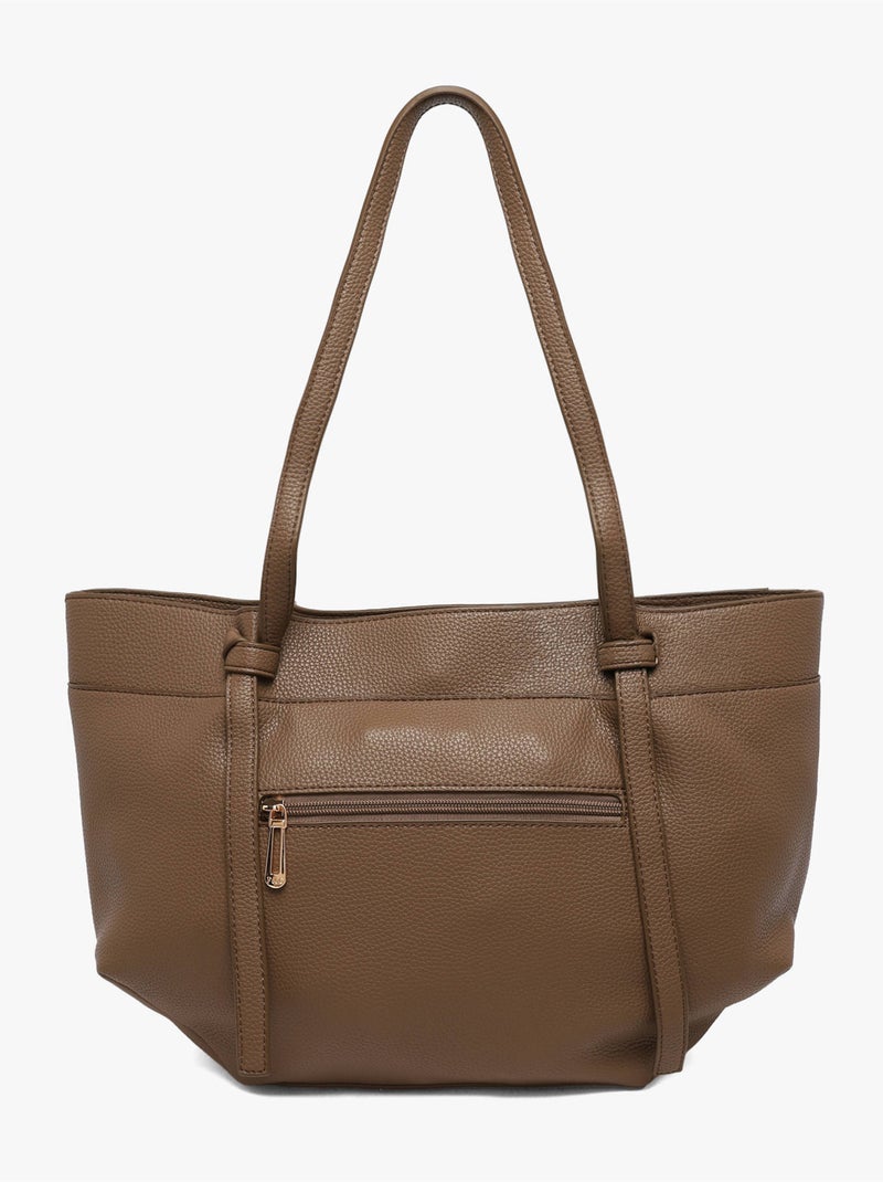Sac porté épaule grained flora & co toile enduite Taupe - Kiabi