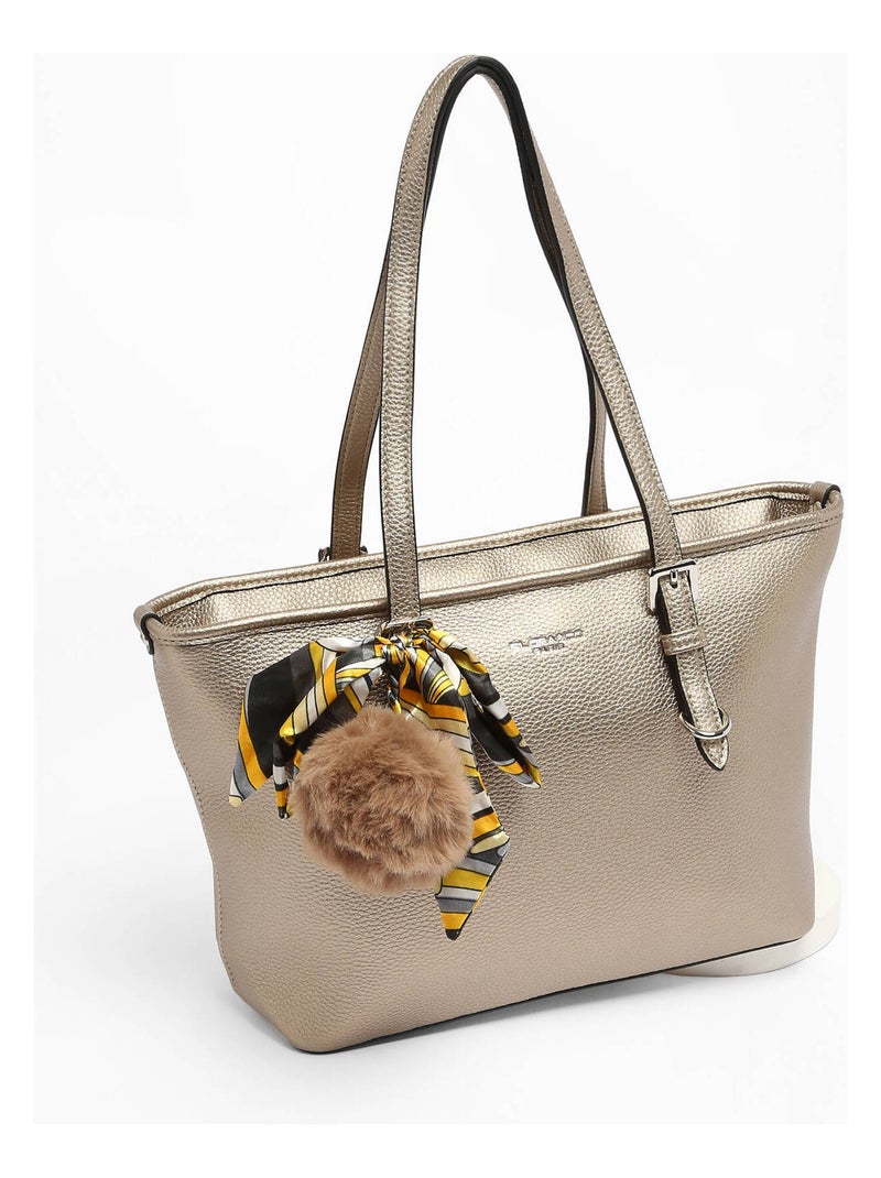 Sac Porté Épaule Grained Miniprix Toile Enduite Doré/or - Kiabi