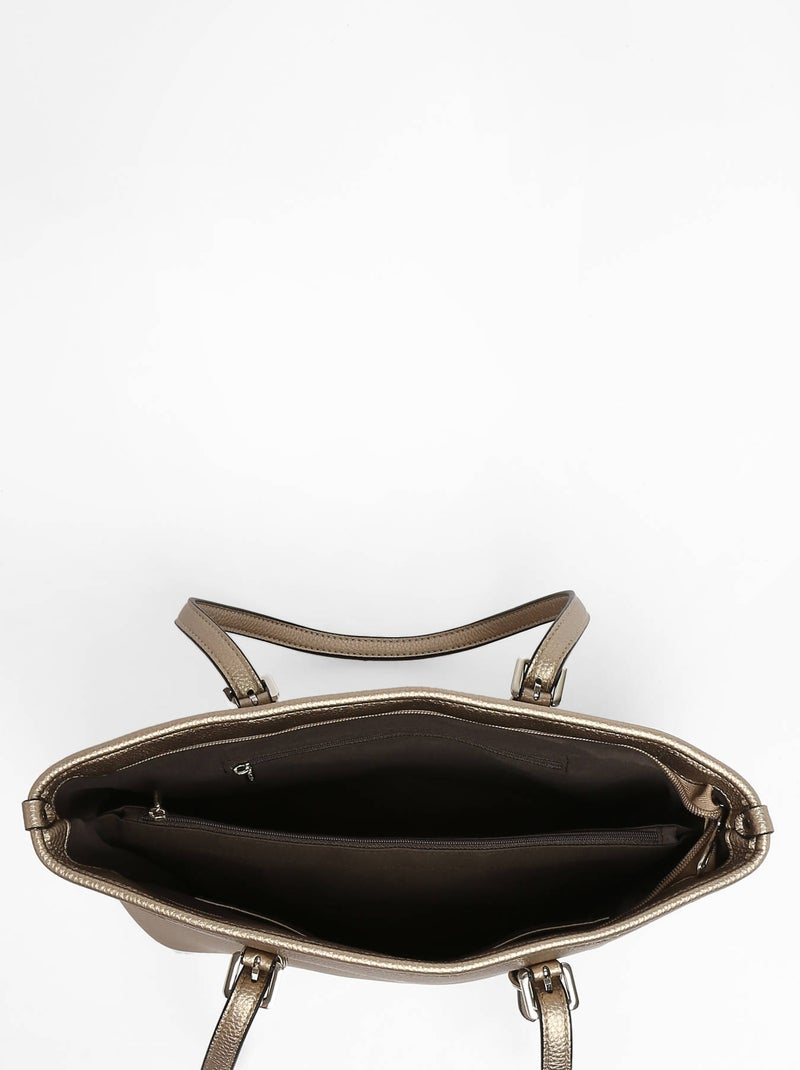 Sac Porté Épaule Grained Miniprix Toile Enduite Doré/or - Kiabi