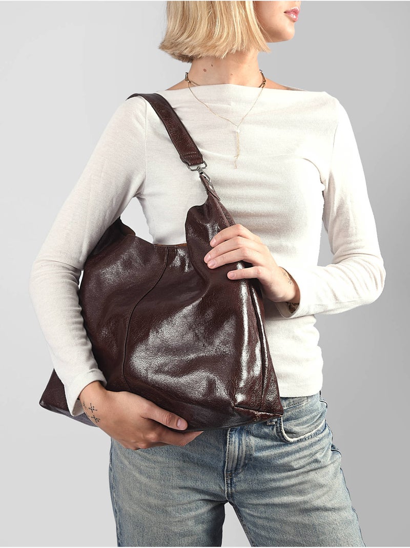 Sac porté épaule krisp mandoline toile enduite Marron - Kiabi