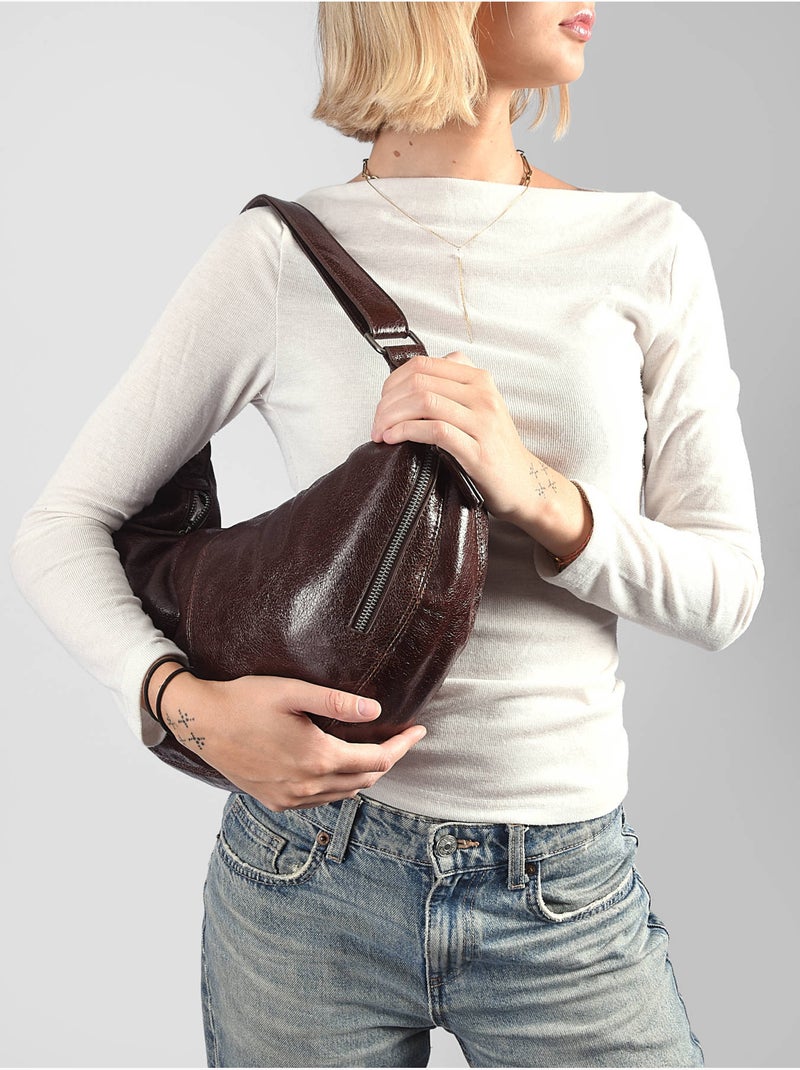Sac porté épaule krisp mandoline toile enduite Marron - Kiabi