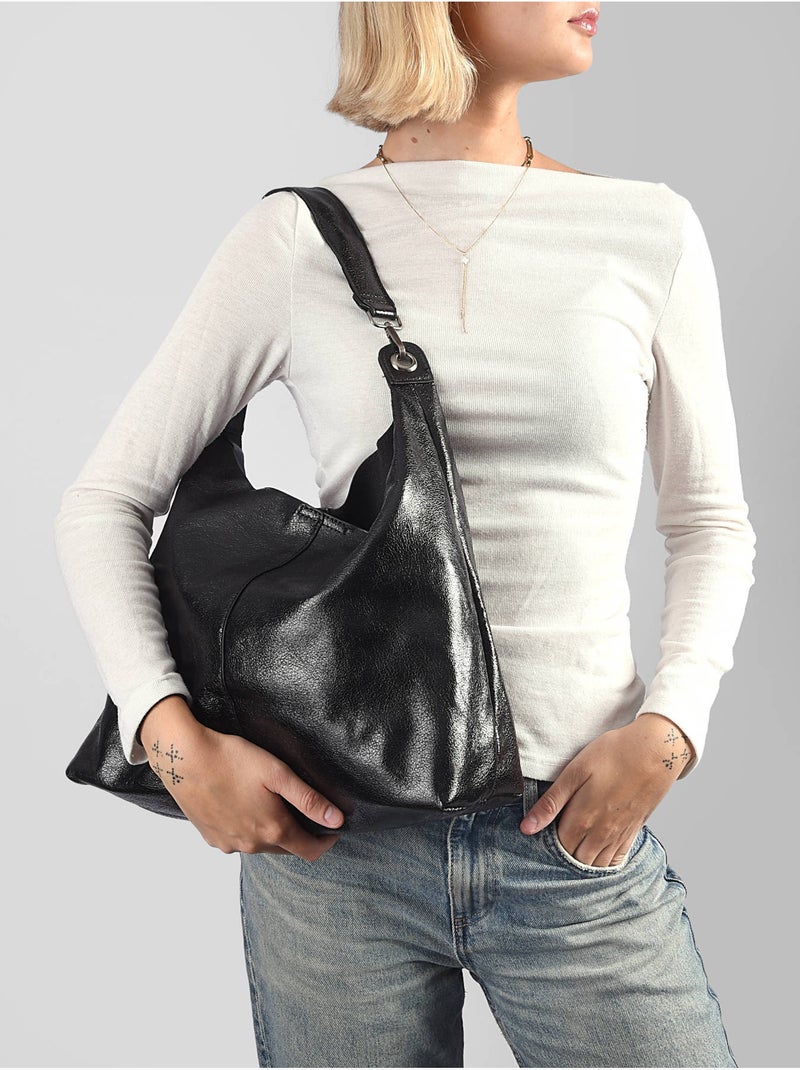 Sac porté épaule krisp mandoline toile enduite Noir - Kiabi