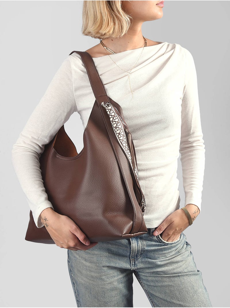 Sac porté épaule new grained gallantry toile enduite Marron caramel - Kiabi