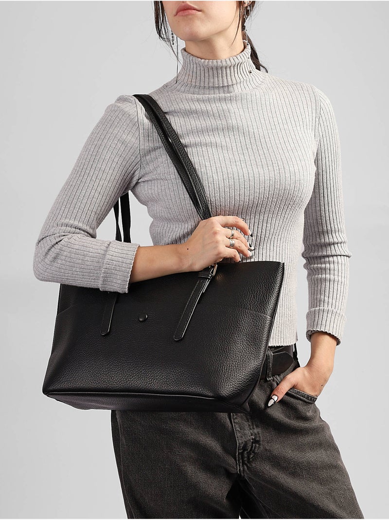 Sac porté épaule new grained gallantry toile enduite Noir - Kiabi