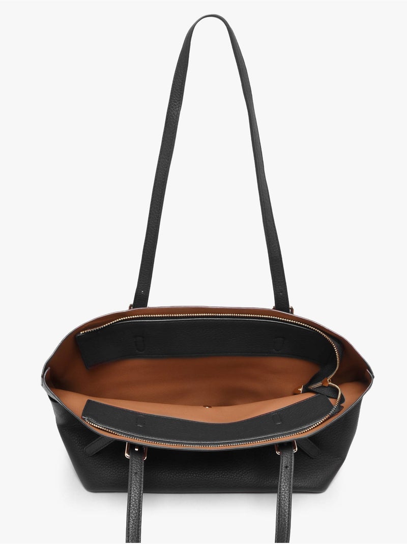Sac porté épaule new grained gallantry toile enduite Noir - Kiabi