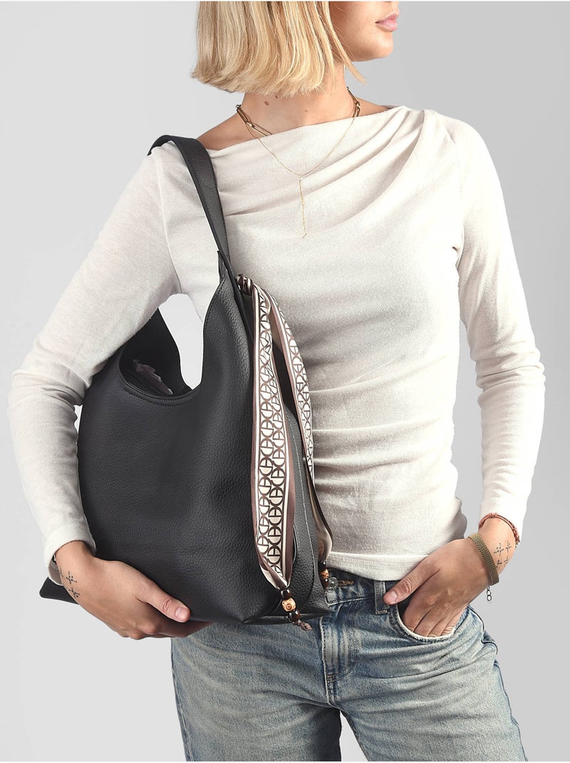 Sac porté épaule new grained gallantry toile enduite Noir - Kiabi