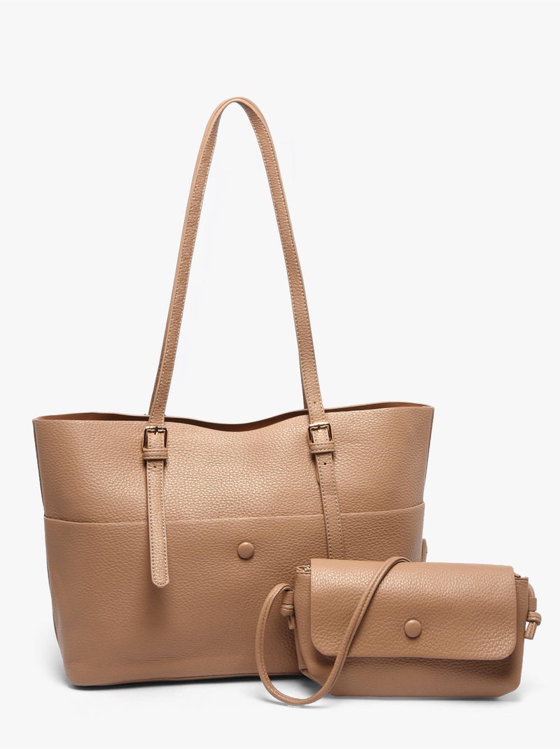 Sac porté épaule new grained gallantry toile enduite Taupe - Kiabi