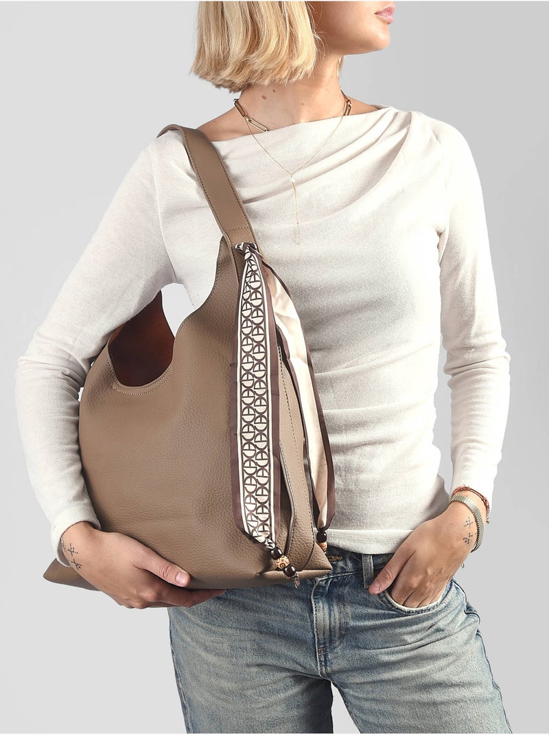 Sac porté épaule new grained gallantry toile enduite Taupe - Kiabi