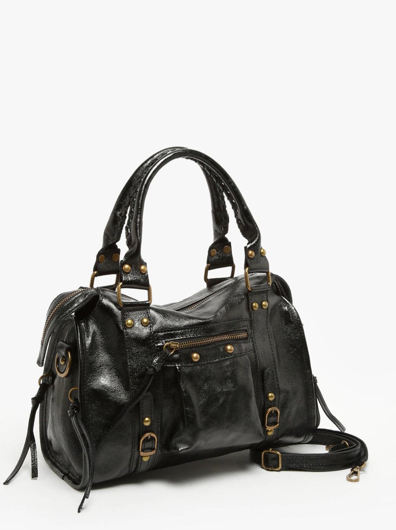Sac Porté Épaule Nine Cuir Milano Cuir De Vachette Noir Noir - Kiabi