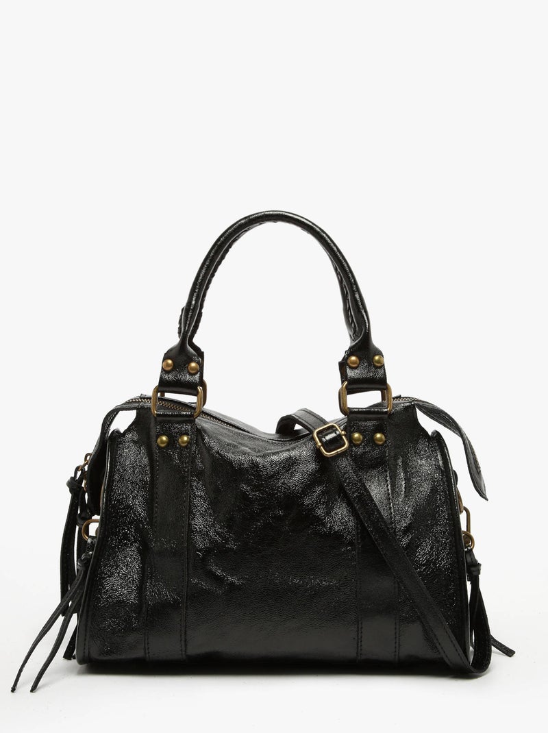 Sac Porté Épaule Nine Cuir Milano Cuir De Vachette Noir Noir - Kiabi