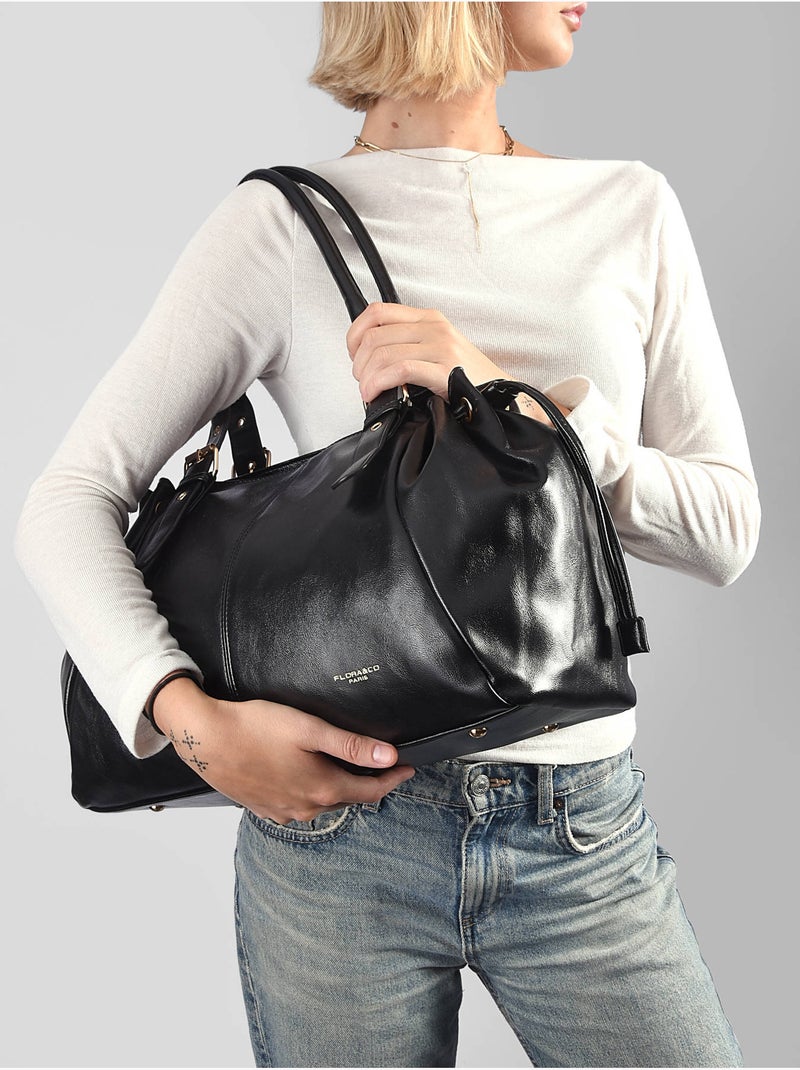 Sac porté épaule shinny flora & co toile enduite Noir Noir - Kiabi
