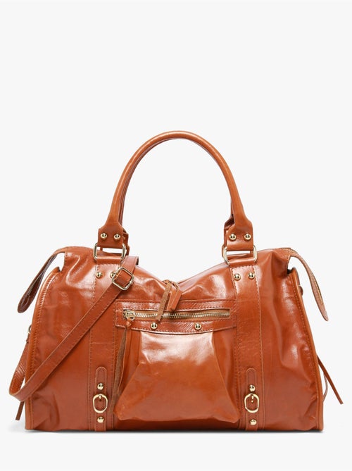 Sac porté épaule shiny sauvage cuir a4 milano cuir de vachette - Kiabi