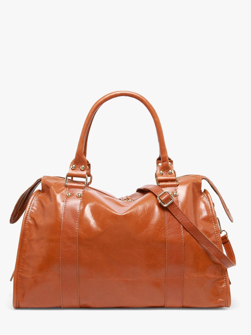 Sac porté épaule shiny sauvage cuir a4 milano cuir de vachette Marron tabac - Kiabi