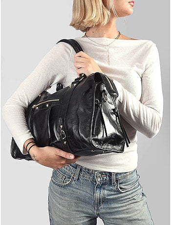 Sac porté épaule shiny sauvage cuir a4 milano cuir de vachette