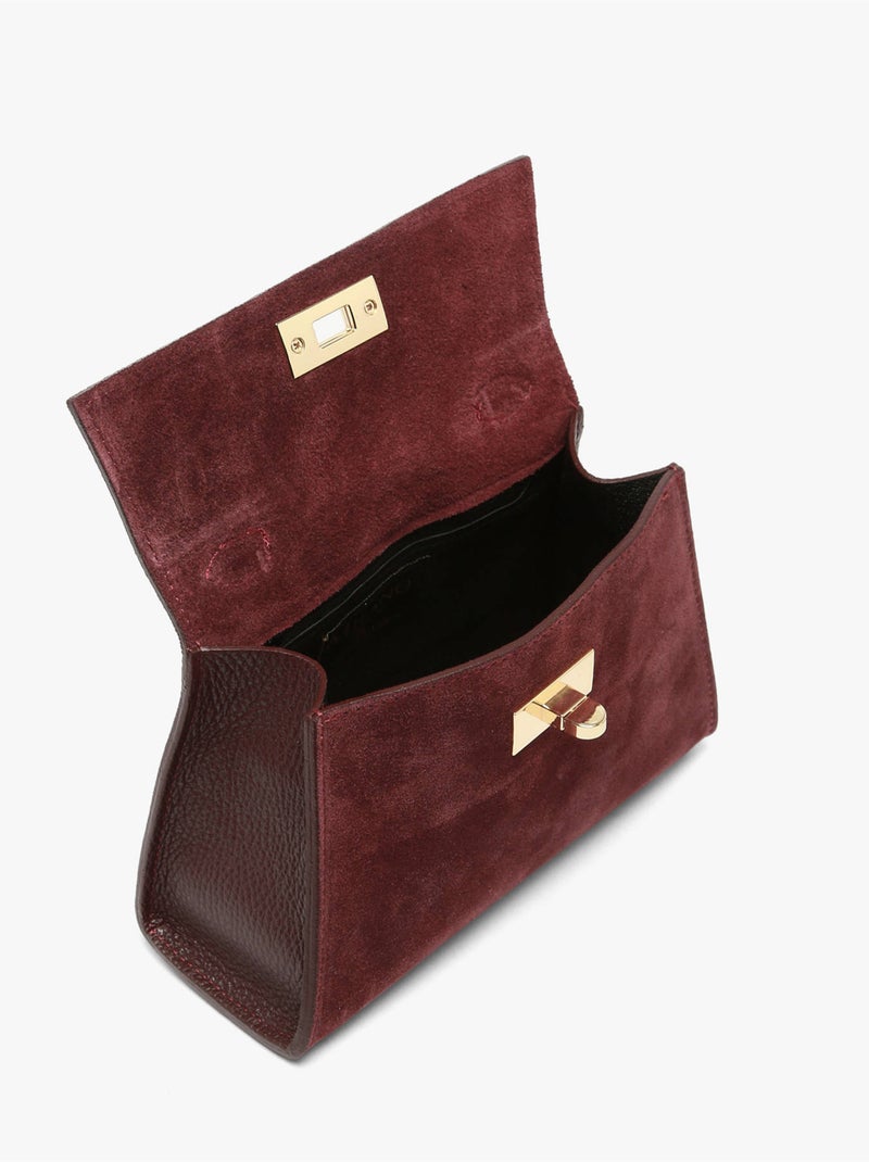 Sac porté épaule velvet caviar cuir milano cuir de vachette Bordeaux - Kiabi