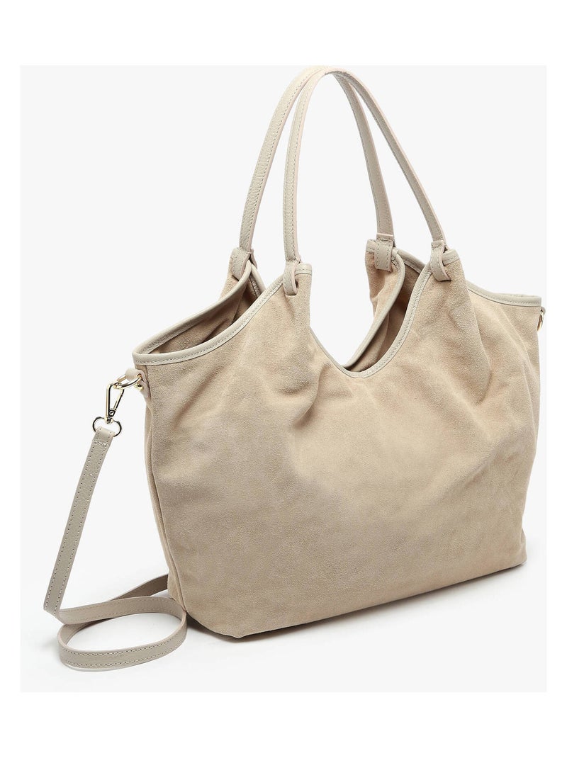 Sac Porté Épaule Velvet Caviar Cuir Milano Cuir De Vachette Gris Beige - Kiabi