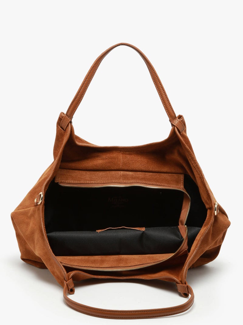 Sac Porté Épaule Velvet Caviar Cuir Milano Cuir De Vachette Marron noisette - Kiabi