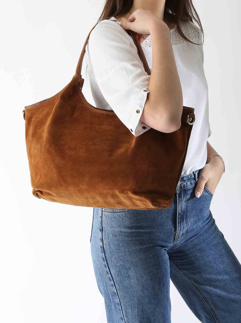 Sac Porté Épaule Velvet Caviar Cuir Milano Cuir De Vachette Marron noisette - Kiabi