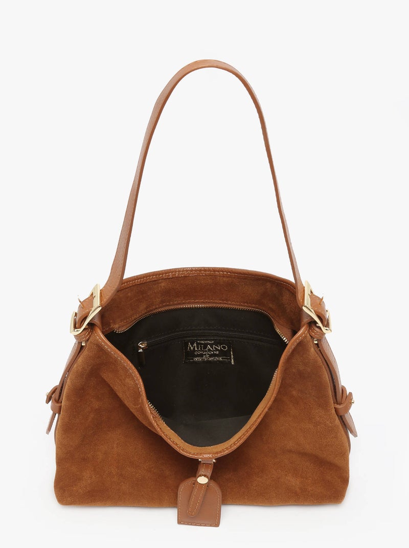 Sac Porté Épaule Velvet Caviar Cuir Milano Cuir De Vachette Marron noisette - Kiabi