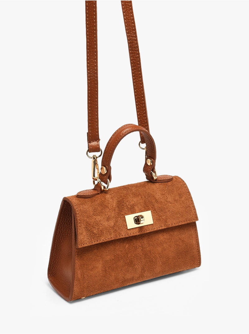 Sac porté épaule velvet caviar cuir milano cuir de vachette Marron noisette - Kiabi
