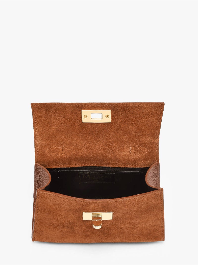 Sac porté épaule velvet caviar cuir milano cuir de vachette Marron noisette - Kiabi