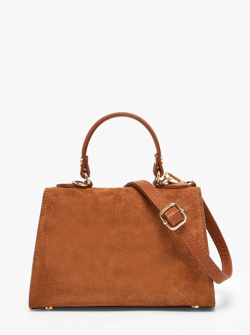 Sac porté épaule velvet caviar cuir milano cuir de vachette Marron noisette - Kiabi
