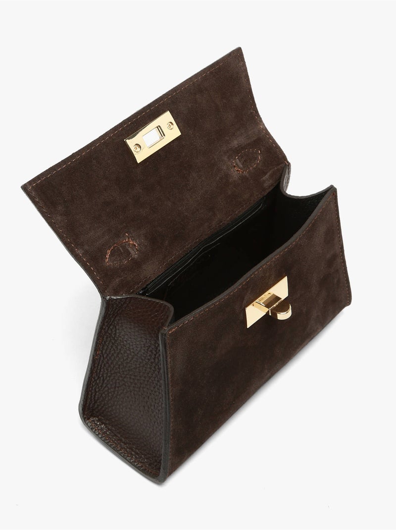 Sac porté épaule velvet caviar cuir milano cuir de vachette Noir Rouge Noir - Kiabi