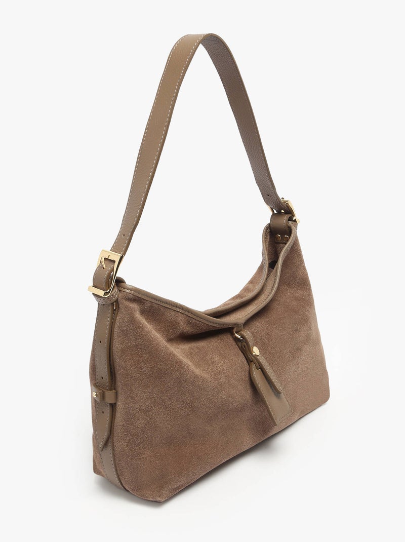 Sac porté épaule velvet caviar cuir milano cuir de vachette Taupe - Kiabi