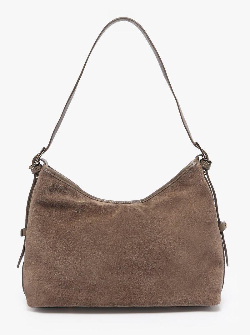 Sac porté épaule velvet caviar cuir milano cuir de vachette Taupe - Kiabi