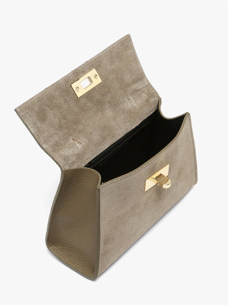 Sac porté épaule velvet caviar cuir milano cuir de vachette Taupe - Kiabi