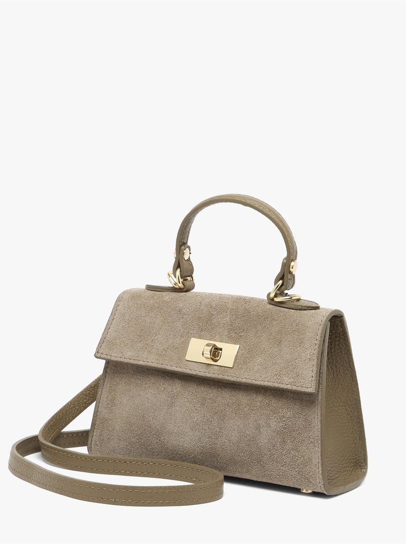 Sac porté épaule velvet caviar cuir milano cuir de vachette Taupe - Kiabi