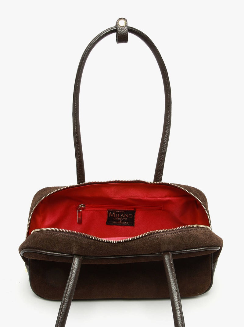Sac Porté Épaule Velvet Caviar Milano Cuir De Vachette Noir Rouge Noir - Kiabi