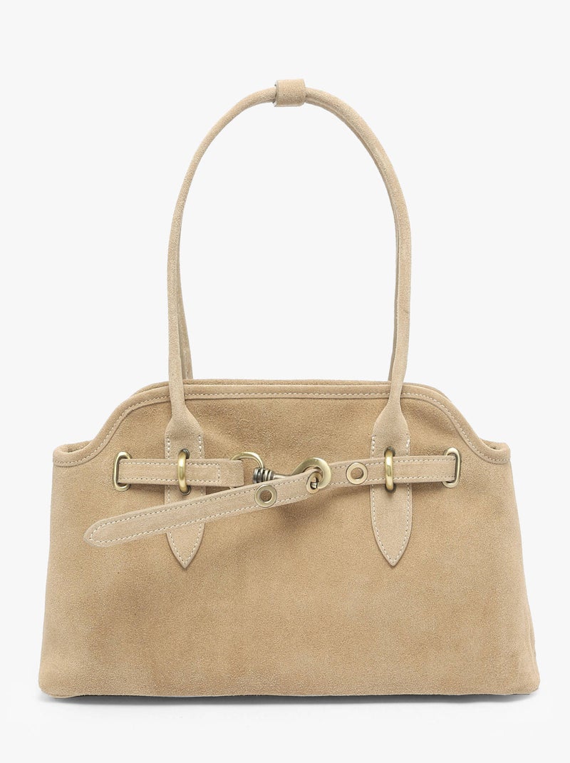 Sac Porté Épaule Velvet Cuir Milano Cuir De Vachette Beige - Kiabi