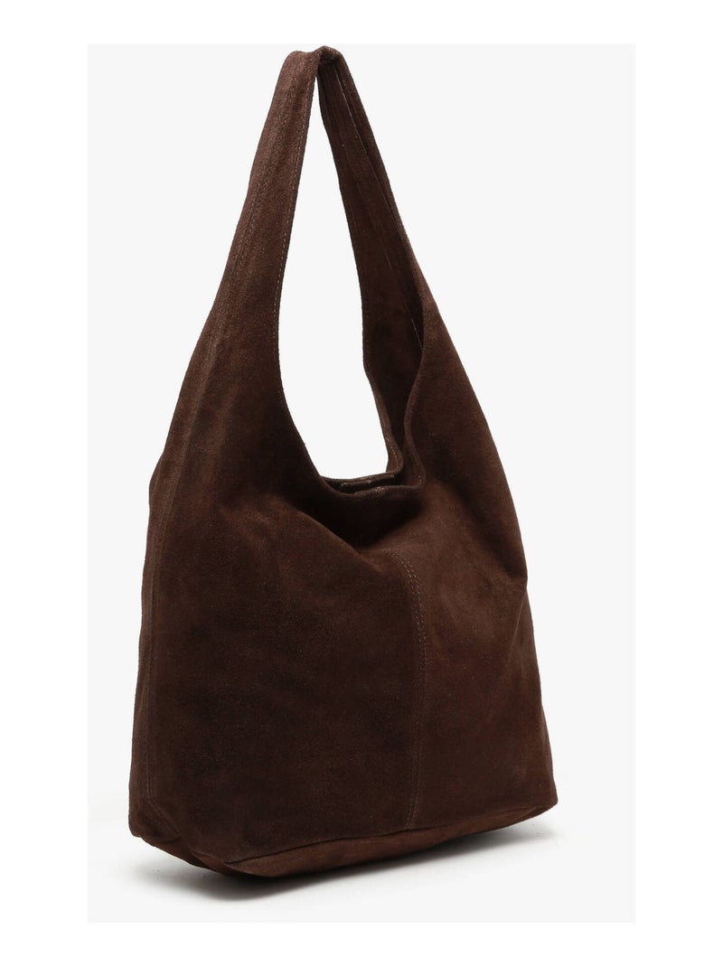 Sac Porté Épaule Velvet Cuir Milano Cuir De Vachette Marron chocolat - Kiabi