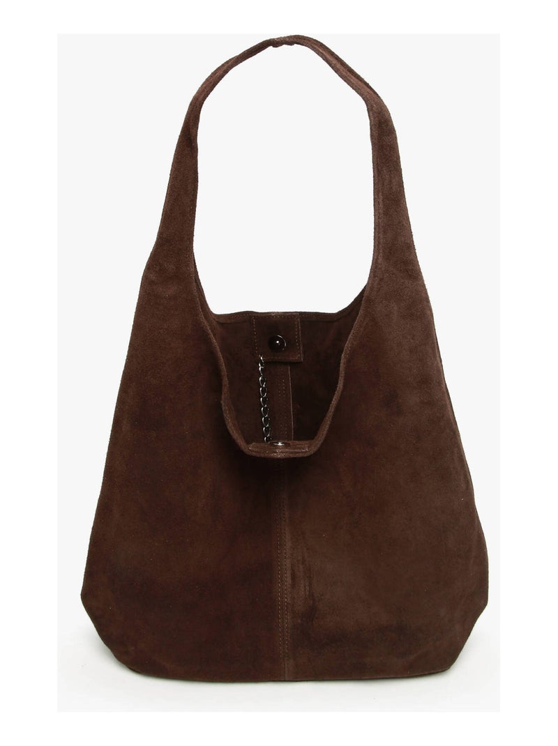 Sac Porté Épaule Velvet Cuir Milano Cuir De Vachette Marron chocolat - Kiabi