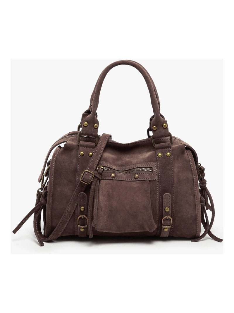 Sac Porté Épaule Velvet Cuir Milano Cuir De Vachette Marron foncé - Kiabi