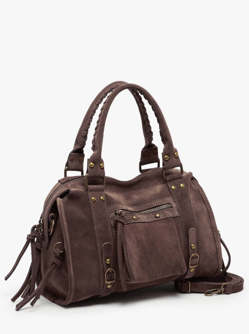 Sac Porté Épaule Velvet Cuir Milano Cuir De Vachette Marron foncé - Kiabi