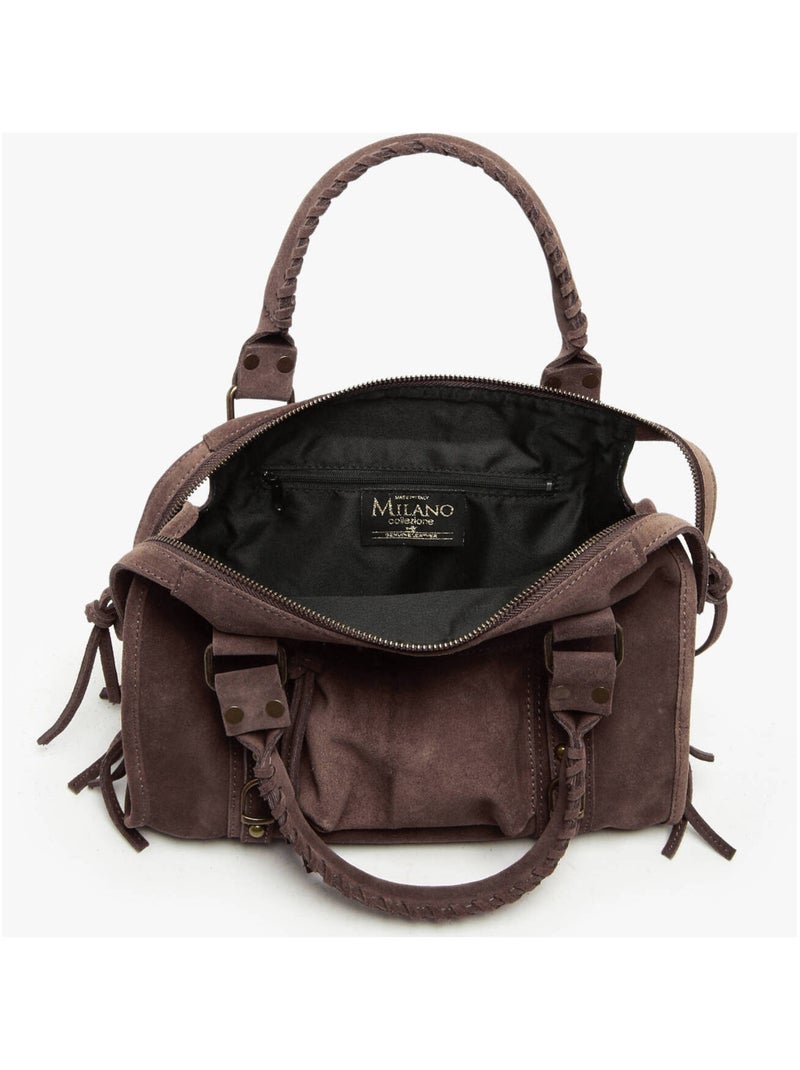 Sac Porté Épaule Velvet Cuir Milano Cuir De Vachette Marron foncé - Kiabi